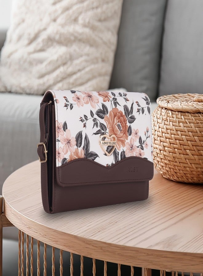 ALSU Women's Sling Bag Brown Trendy crossbody bag | ladies purse handbag | deattachable straps |card slots (gdu-29br) (Brown) - Image 2